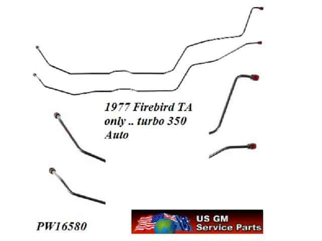 Transmission Line Set: 76-81 Firebird w/ T350 (not 1977 301V8) A